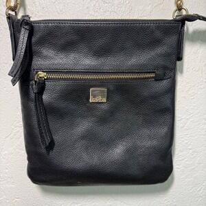 Authentic "KOOBA" minimalist crossbody genuine black‎ pebbled leather Excellent